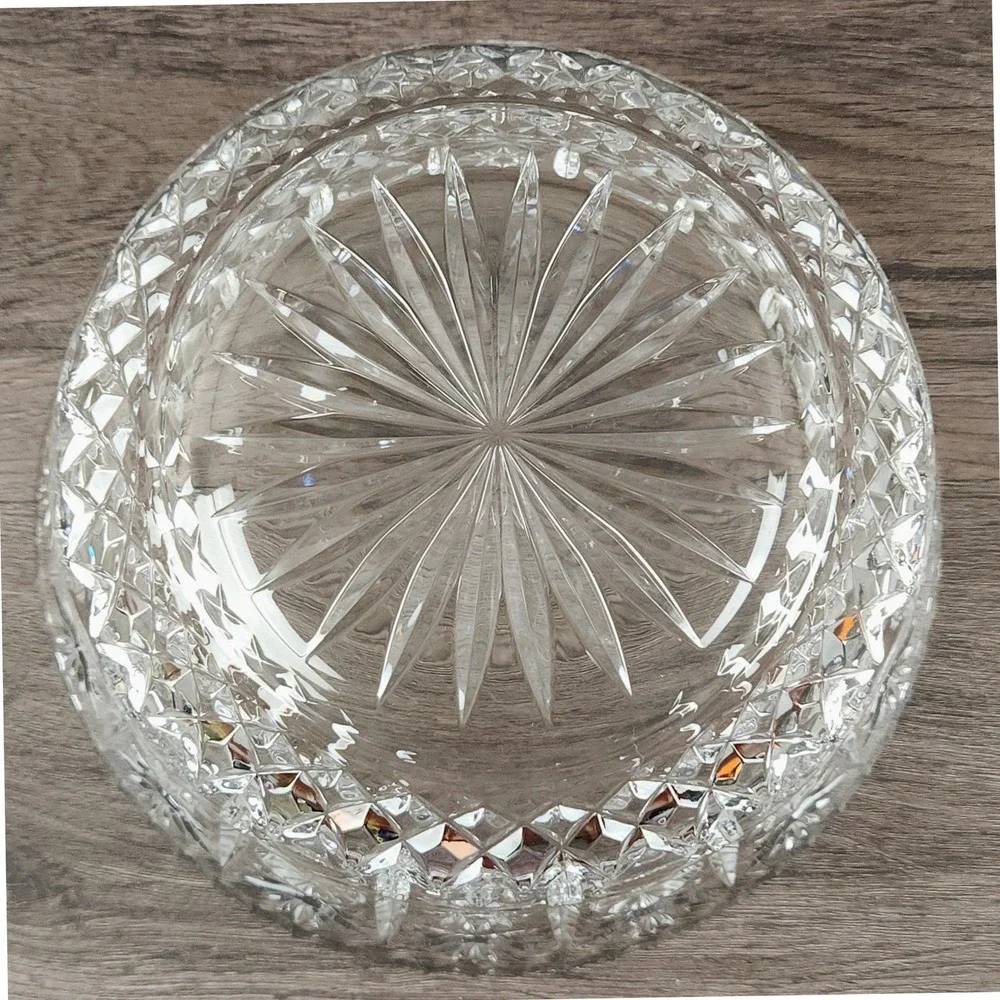 VTG American Brilliant Cut Glass Bowl Hobstar & Starburst 9